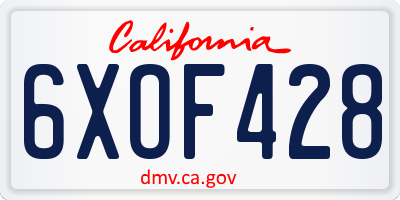 CA license plate 6XOF428