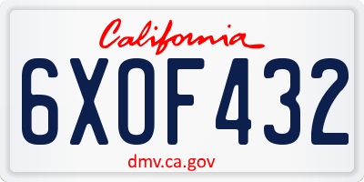 CA license plate 6XOF432