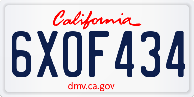 CA license plate 6XOF434