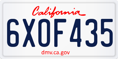CA license plate 6XOF435