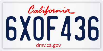 CA license plate 6XOF436