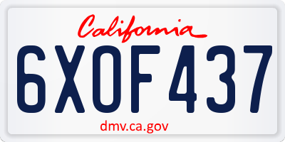 CA license plate 6XOF437