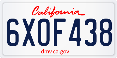 CA license plate 6XOF438