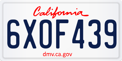 CA license plate 6XOF439