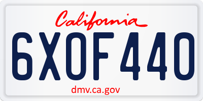 CA license plate 6XOF440