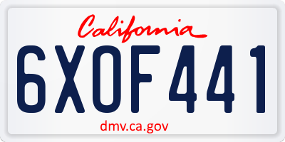 CA license plate 6XOF441