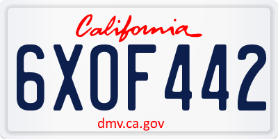 CA license plate 6XOF442