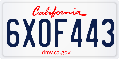 CA license plate 6XOF443