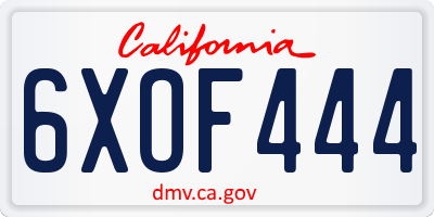 CA license plate 6XOF444