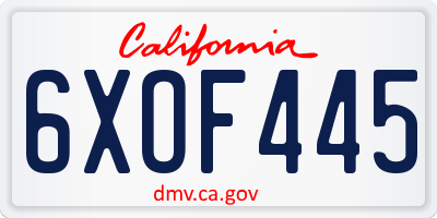 CA license plate 6XOF445