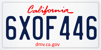 CA license plate 6XOF446