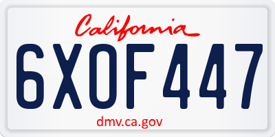 CA license plate 6XOF447