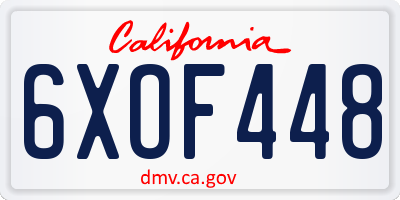 CA license plate 6XOF448