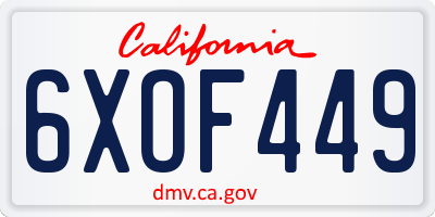 CA license plate 6XOF449