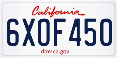 CA license plate 6XOF450
