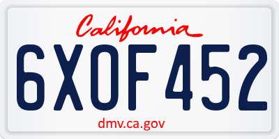 CA license plate 6XOF452