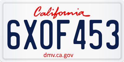CA license plate 6XOF453