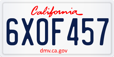 CA license plate 6XOF457