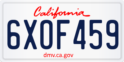 CA license plate 6XOF459
