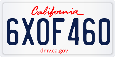 CA license plate 6XOF460