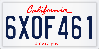 CA license plate 6XOF461