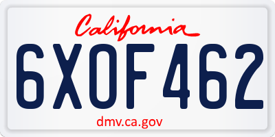 CA license plate 6XOF462