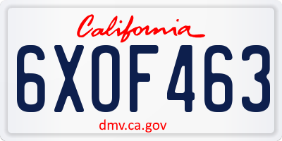 CA license plate 6XOF463