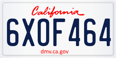 CA license plate 6XOF464