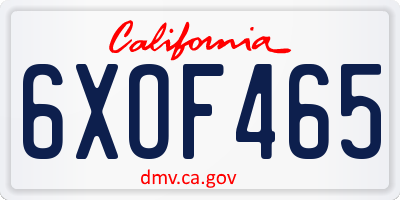 CA license plate 6XOF465