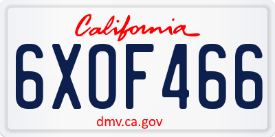 CA license plate 6XOF466