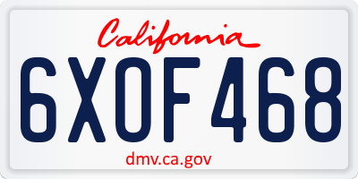 CA license plate 6XOF468