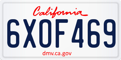 CA license plate 6XOF469