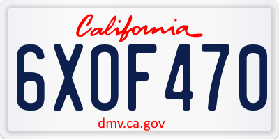 CA license plate 6XOF470