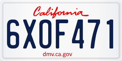 CA license plate 6XOF471