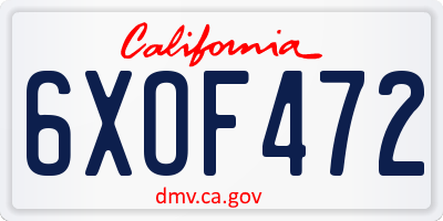 CA license plate 6XOF472