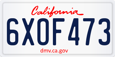 CA license plate 6XOF473