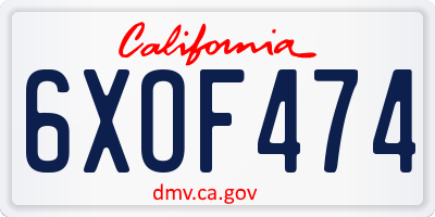 CA license plate 6XOF474