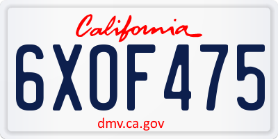 CA license plate 6XOF475