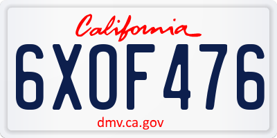 CA license plate 6XOF476