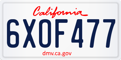 CA license plate 6XOF477