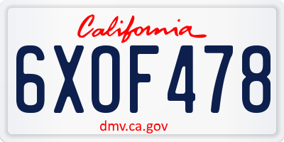 CA license plate 6XOF478