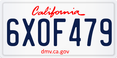 CA license plate 6XOF479