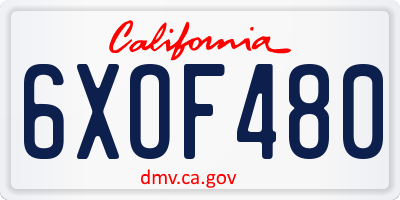 CA license plate 6XOF480