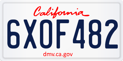 CA license plate 6XOF482