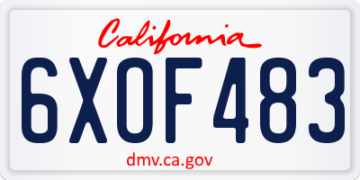 CA license plate 6XOF483