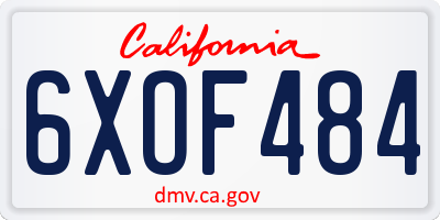 CA license plate 6XOF484