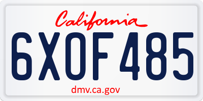 CA license plate 6XOF485