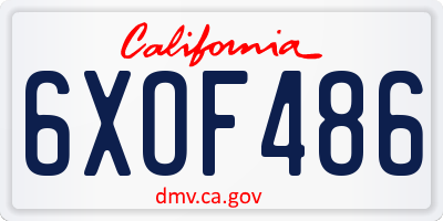 CA license plate 6XOF486