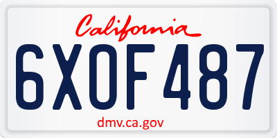 CA license plate 6XOF487
