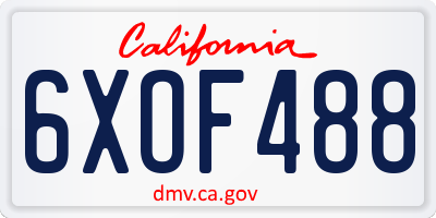 CA license plate 6XOF488